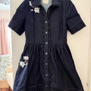 kate spade navy denim dress with white floral embroidery